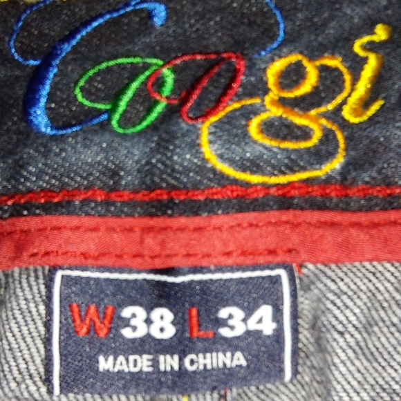COOGI ARTSY EMBROIDERED MENS DARK WASH JEANS EUC!! - Picture 5 of 15